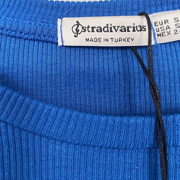 STRADIVARIUS Ruffle Sleeve Blue Shirt - Picture 4 of 5